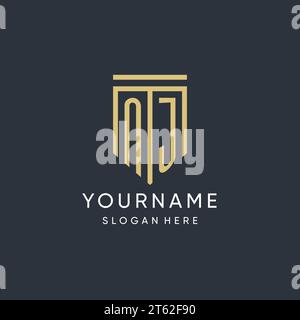 NJ monogram with modern and luxury shield shape design vector graphic Stock Vector