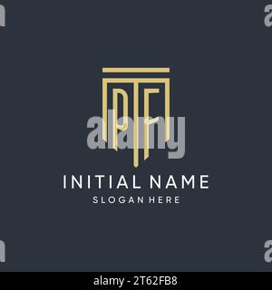 PF monogram with modern and luxury shield shape design vector graphic Stock Vector