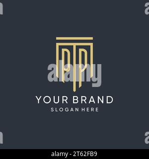 PP monogram with modern and luxury shield shape design vector graphic Stock Vector