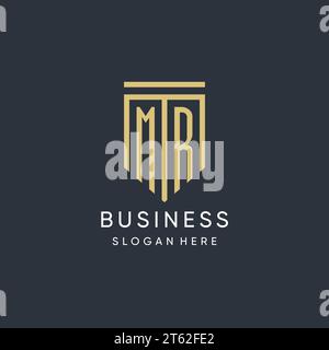 MR monogram with modern and luxury shield shape design vector graphic Stock Vector