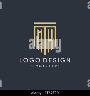 MX monogram with modern and luxury shield shape design vector graphic Stock Vector