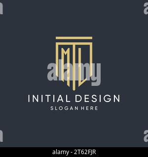 ML monogram with modern and luxury shield shape design vector graphic Stock Vector