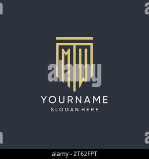 MW monogram with modern and luxury shield shape design vector graphic Stock Vector