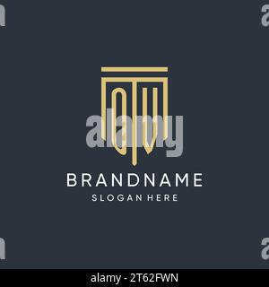 OV monogram with modern and luxury shield shape design vector graphic Stock Vector