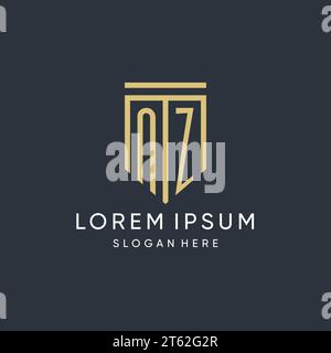 NZ monogram with modern and luxury shield shape design vector graphic Stock Vector