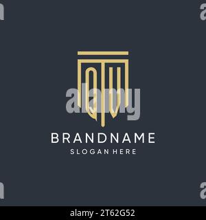 QV monogram with modern and luxury shield shape design vector graphic Stock Vector