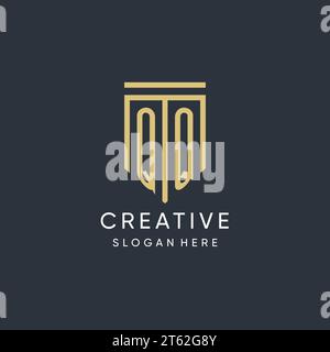 QQ monogram with modern and luxury shield shape design vector graphic Stock Vector