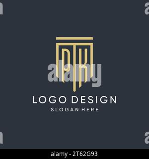 PK monogram with modern and luxury shield shape design vector graphic Stock Vector