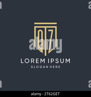 QZ monogram with modern and luxury shield shape design vector graphic Stock Vector