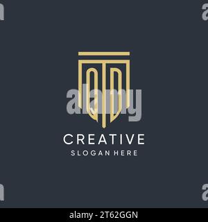 QD monogram with modern and luxury shield shape design vector graphic Stock Vector
