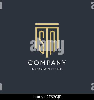 SN monogram with modern and luxury shield shape design vector graphic Stock Vector