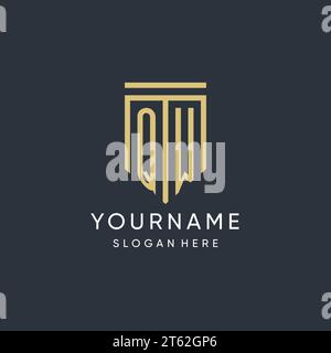QW monogram with modern and luxury shield shape design vector graphic Stock Vector