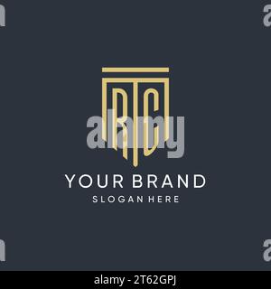 RC monogram with modern and luxury shield shape design vector graphic Stock Vector