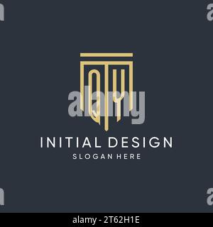 QY monogram with modern and luxury shield shape design vector graphic Stock Vector