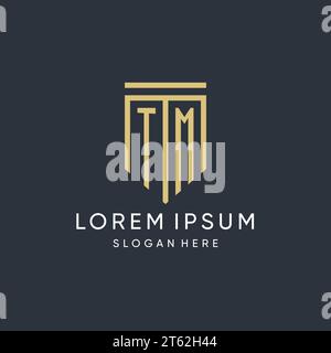 TM monogram with modern and luxury shield shape design vector graphic Stock Vector