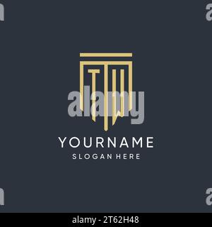 TW monogram with modern and luxury shield shape design vector graphic Stock Vector