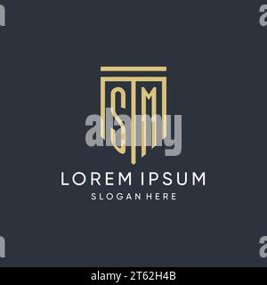SM monogram with modern and luxury shield shape design vector graphic Stock Vector