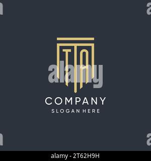 TA monogram with modern and luxury shield shape design vector graphic Stock Vector