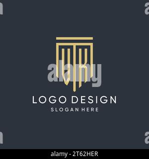 VK monogram with modern and luxury shield shape design vector graphic Stock Vector