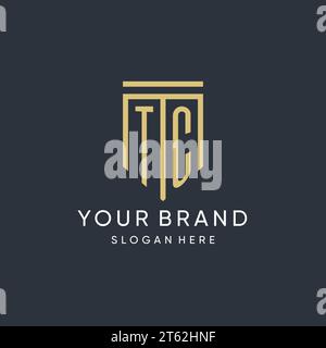 TC monogram with modern and luxury shield shape design vector graphic Stock Vector