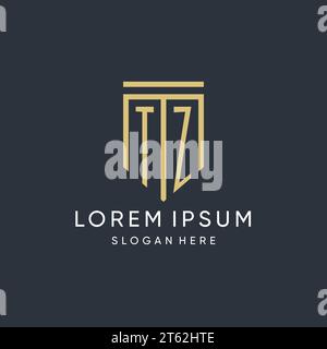 TZ monogram with modern and luxury shield shape design vector graphic Stock Vector