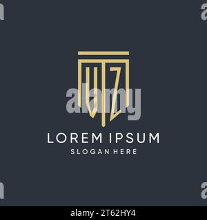 VZ monogram with modern and luxury shield shape design vector graphic Stock Vector