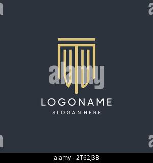 VU monogram with modern and luxury shield shape design vector graphic Stock Vector
