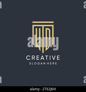 WD monogram with modern and luxury shield shape design vector graphic Stock Vector