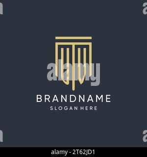 UV monogram with modern and luxury shield shape design vector graphic Stock Vector