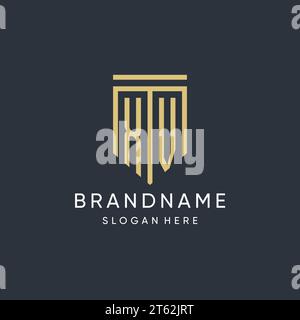 XV monogram with modern and luxury shield shape design vector graphic Stock Vector