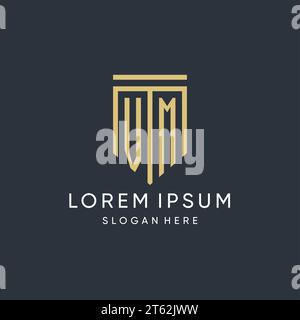 VM monogram with modern and luxury shield shape design vector graphic Stock Vector