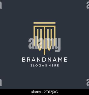 VV monogram with modern and luxury shield shape design vector graphic Stock Vector