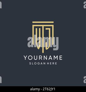 VJ monogram with modern and luxury shield shape design vector graphic Stock Vector