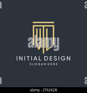 VL monogram with modern and luxury shield shape design vector graphic Stock Vector