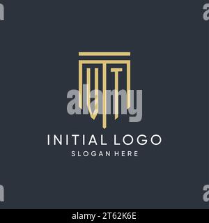 VT monogram with modern and luxury shield shape design vector graphic Stock Vector