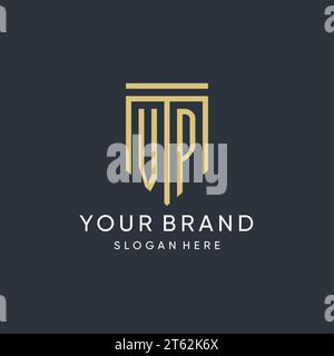 VP monogram with modern and luxury shield shape design vector graphic Stock Vector
