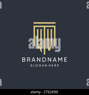 WV monogram with modern and luxury shield shape design vector graphic Stock Vector