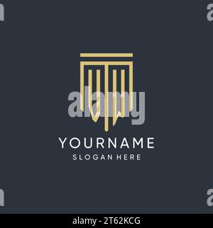 VW monogram with modern and luxury shield shape design vector graphic Stock Vector