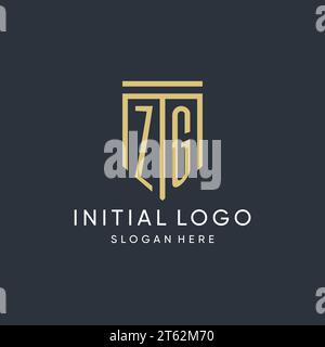 ZG monogram with modern and luxury shield shape design vector graphic Stock Vector