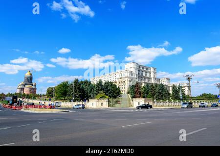 Bucharest, Romania, 2 October 2021: The Palace of the Parliament also known as People's House (Casa Poporului) in Constitutiei Square (Piata Constitut Stock Photo