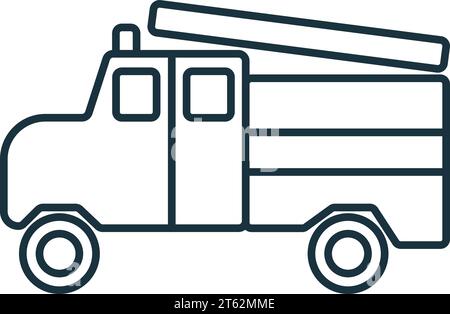 Fire truck outline icon. Monochrome simple sign from transportation collection. Fire truck icon for logo, templates, web design and infographics. Stock Vector