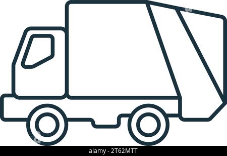 Garbage truck outline icon. Monochrome simple sign from transportation collection. Garbage truck icon for logo, templates, web design and infographics Stock Vector