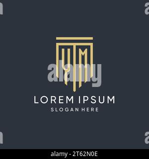 YM monogram with modern and luxury shield shape design vector graphic Stock Vector