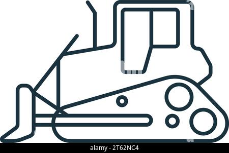 Bulldozer outline icon. Monochrome simple sign from transportation collection. Bulldozer icon for logo, templates, web design and infographics. Stock Vector