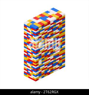 A wide building made of plastic bricks. Vector Stock Vector