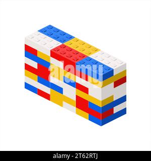 Imitation of a wide building made of plastic blocks. Vector Stock Vector