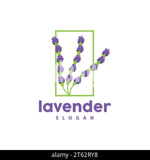 Lavender Logo, Simple Elegant Purple Flower Plant Vector, Greeting Card Design, Banner, Flower Ornament, Lavender Hand Drawn Wedding, Icon Symbol Illu Stock Vector