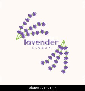 Lavender Logo, Simple Elegant Purple Flower Plant Vector, Greeting Card Design, Banner, Flower Ornament, Lavender Hand Drawn Wedding, Icon Symbol Illu Stock Vector