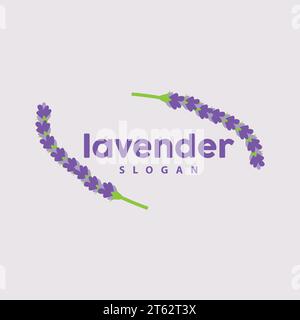 Lavender Logo, Simple Elegant Purple Flower Plant Vector, Greeting Card Design, Banner, Flower Ornament, Lavender Hand Drawn Wedding, Icon Symbol Illu Stock Vector