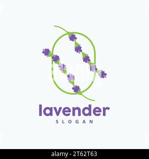 Lavender Logo, Simple Elegant Purple Flower Plant Vector, Greeting Card Design, Banner, Flower Ornament, Lavender Hand Drawn Wedding, Icon Symbol Illu Stock Vector